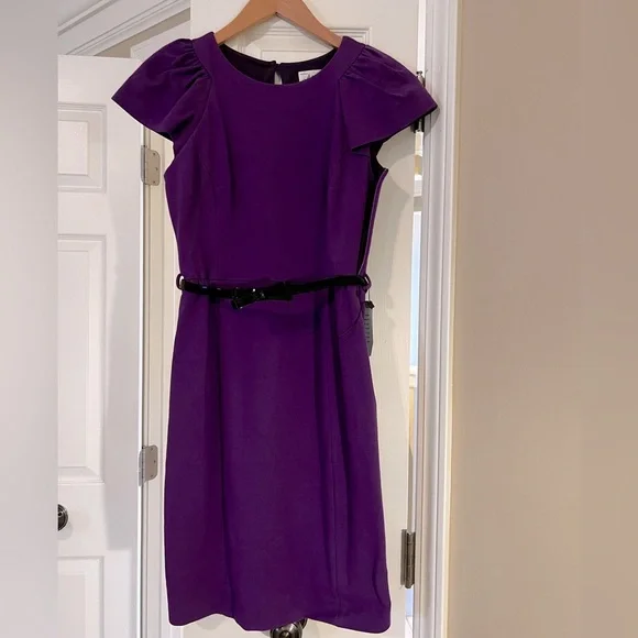 milly purple dress Milly Purple Lilac Tie Sleeve Above Knee Mini Dress Cold Shoulder sz 8